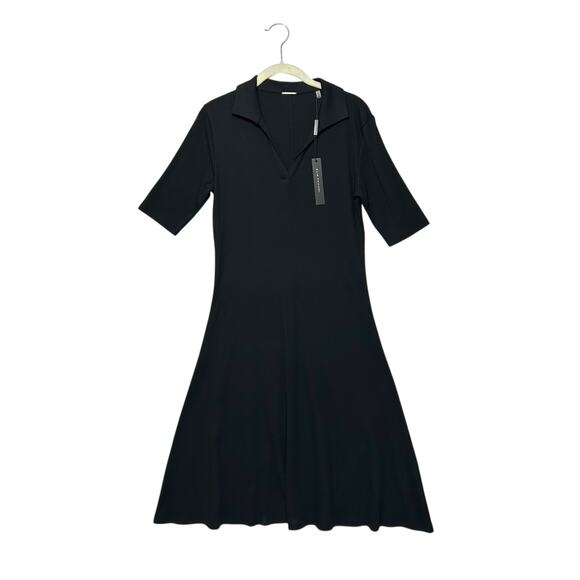 Elie Tahari Pima Cotton Polo Sweater Dress NWT Women's Sz M Black Half Sleeves - Picture 2 of 6